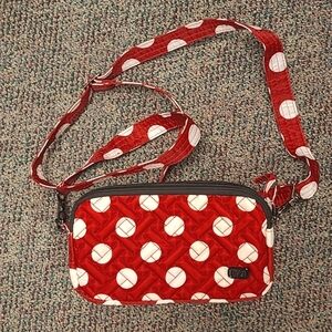 NWOT Lug Super Coupe Convertible Crossbody Bag in Crimson Large Dot
